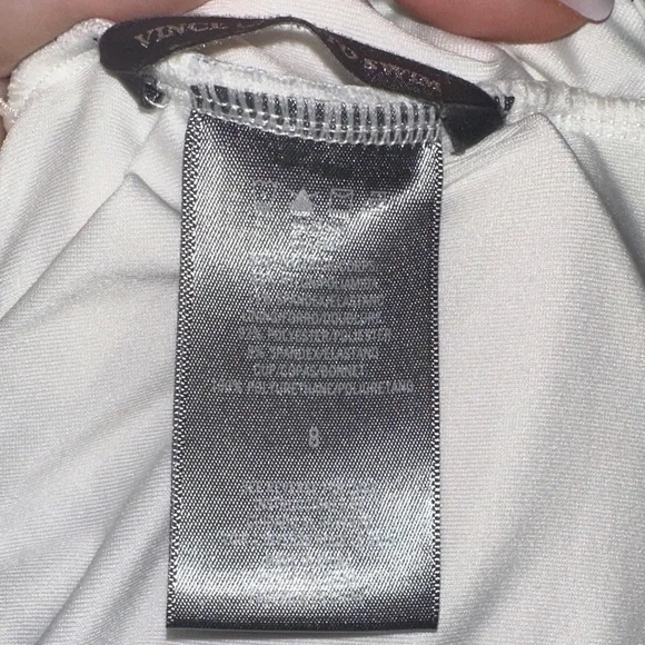 Vince Camuto Cream and Black Striped One Piece Swimsuit - Picture 8 of 8